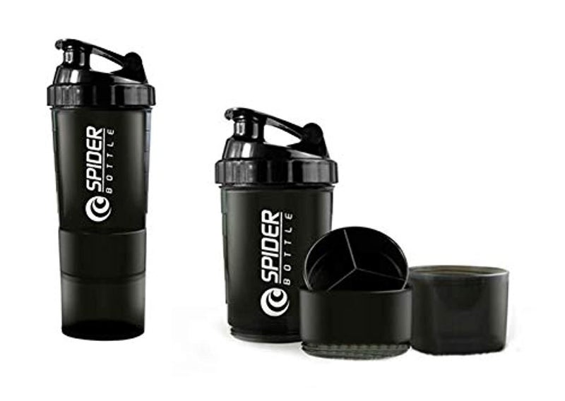 Spider Bottle water bottle Protein Shaker 500ml with storage Black - Image 1