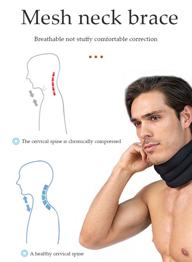 DUNISO Neck Brace Neck Protector for Neck Pain and Support，Soft Foam Cervical Collar for Sleeping, Adjustable Neck Support Brace for Wrap Align and Stabilize Vertebrae, Soft Collar Neck Brace, Black - Image 3