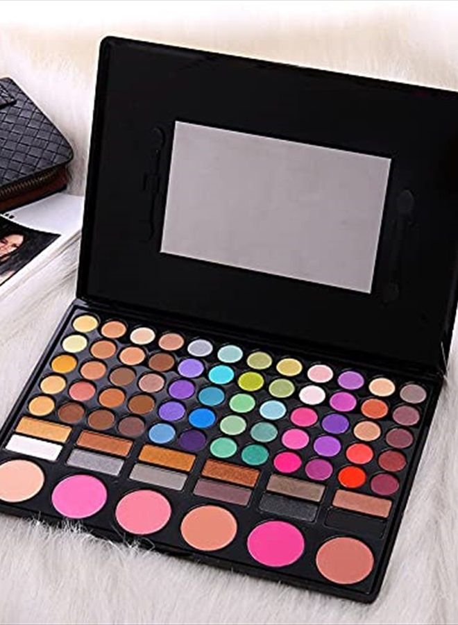 Alluring Eye Shadow 78 Color Palette Colors Eye Make up Kit Highly Pigmented Professional Cosmetic with Blush, Highlighter, Face Contour Powder Style 1 - Image 1