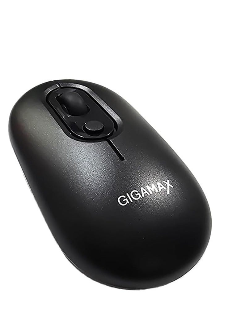 Gigamax G-1300 USB Mouse - Rechargeable Bluetooth Wireless Mouse (Bluetooth 5.2 & USB Receiver), for Laptop/Desktop/Tablet (Black)