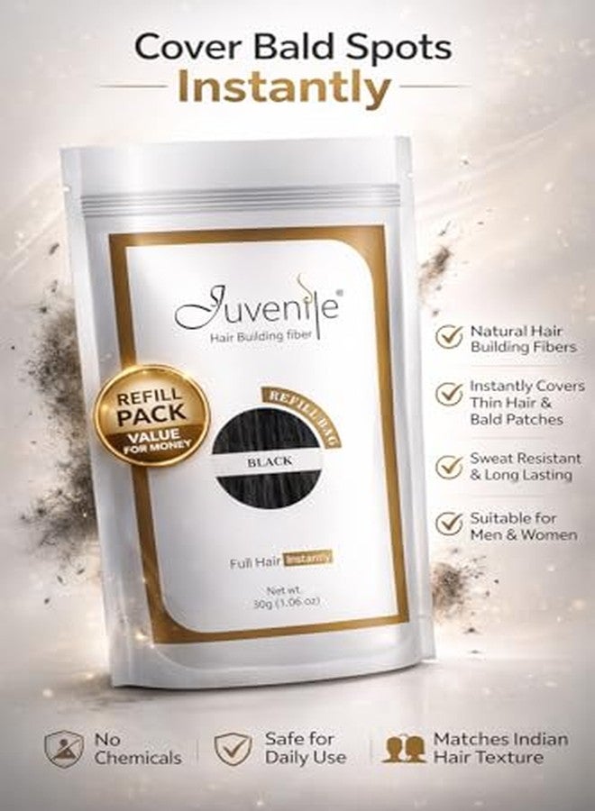 جوفينايل ألياف بناء الشعر للأطفال، محلول طبيعي لتكثيف الشعر للرجال والنساء، مصنوع من مسحوق أسود، يغطي فراغات الشعر، عبوة إعادة تعبئة 30 غرام - Image 4