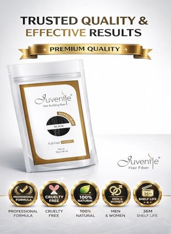 جوفينايل ألياف بناء الشعر للأطفال، محلول طبيعي لتكثيف الشعر للرجال والنساء، مصنوع من مسحوق أسود، يغطي فراغات الشعر، عبوة إعادة تعبئة 30 غرام - Image 5