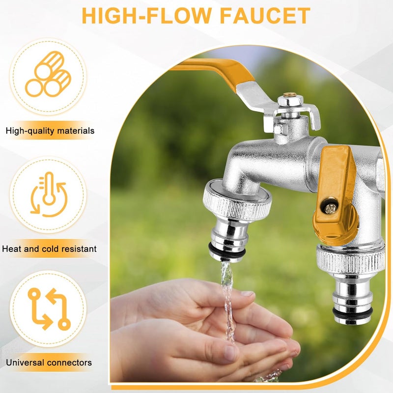 TecoKart ® Garden Tap 1/2 Inch Brass Hose Splitter, Dual Outlet Outdoor Faucet with 2-Way Valve & Individual Control, Frost-Proof Double Tap for Efficient Water Distribution, Hose Connector Compatible - Image 4
