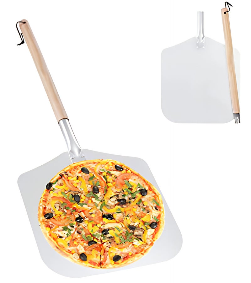 TrustMate Premium Commercial Aluminum Pizza Peel with Detachable Wooden Handle - Heavy-Duty Pizza Paddle Spatula for Restaurants, Wood Ovens & Baking (65 x 30.5 cm) - Image 1