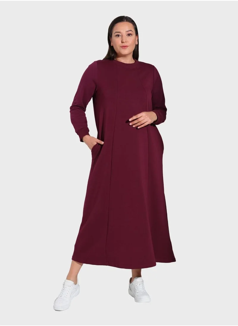 Alia by modanisa Crew Neck Knitted Dress