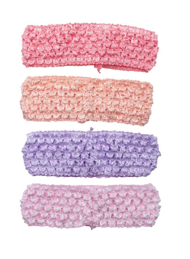 Ruwado 4 Pcs Crochet Headbands Multi Color Soft Retro Stretch Knitted Hair Accessories for Dress up Parties Halloween Costume Sports Outdoor Activities (Pink, Small) - Image 1