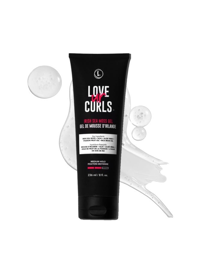 Love Ur Curls جل شعر موس البحر الأيرلندي لحب تجاعيدك، جل تصفيف شعر متوسط الثبات لتجاعيد الشعر المحددة، الأمواج واللفائف، نباتي، خالي من القسوة، 236 مل - Image 1