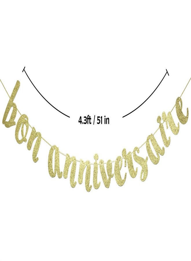 FOZEE Bon Anniversaire Banner for Happy Birthday Party Decorations French Theme Sign Photo Backdrop (Gold Glitter) - Image 2