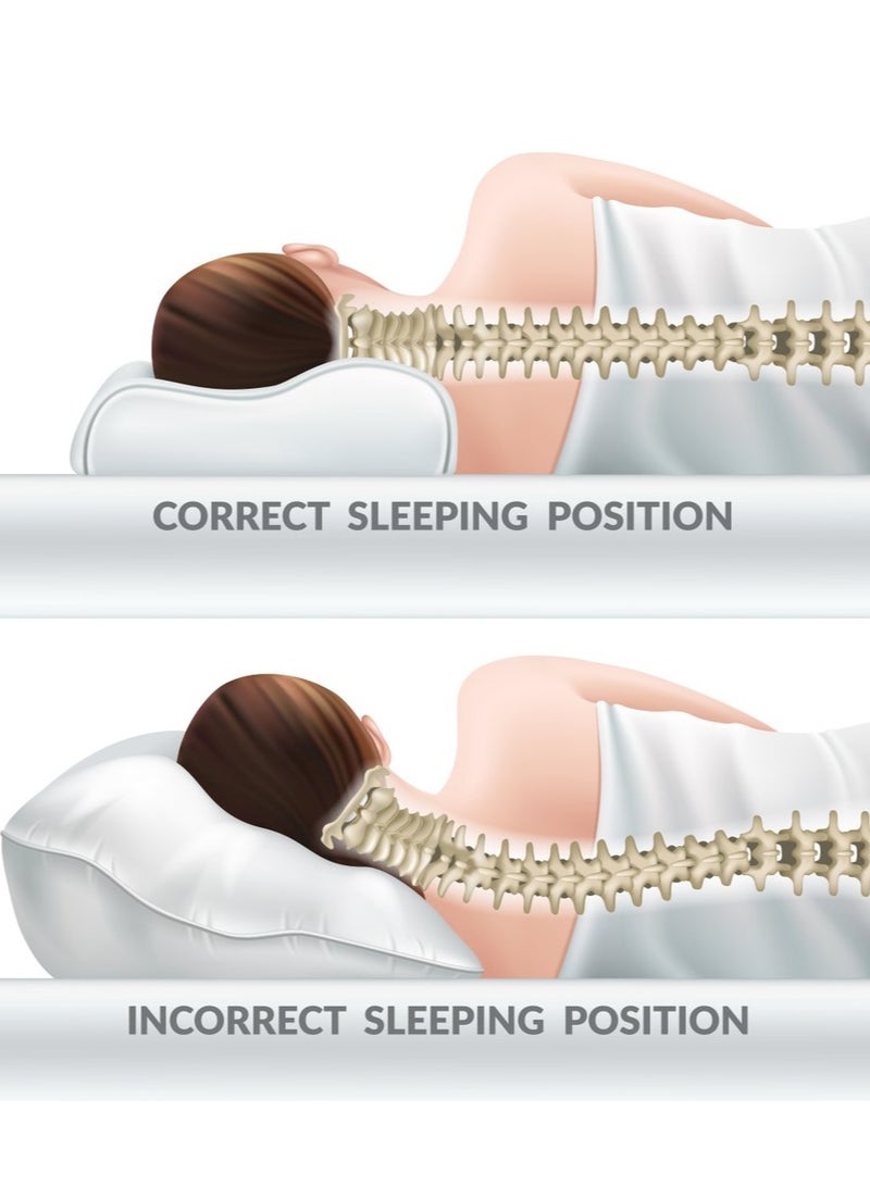 ماكس كمفورت مخدة نوم طبيه من الميموري الامريكي عالى الجودة , لتجنب آلم الرقبه واستقامه العمود الفقري , ابيض - Image 5