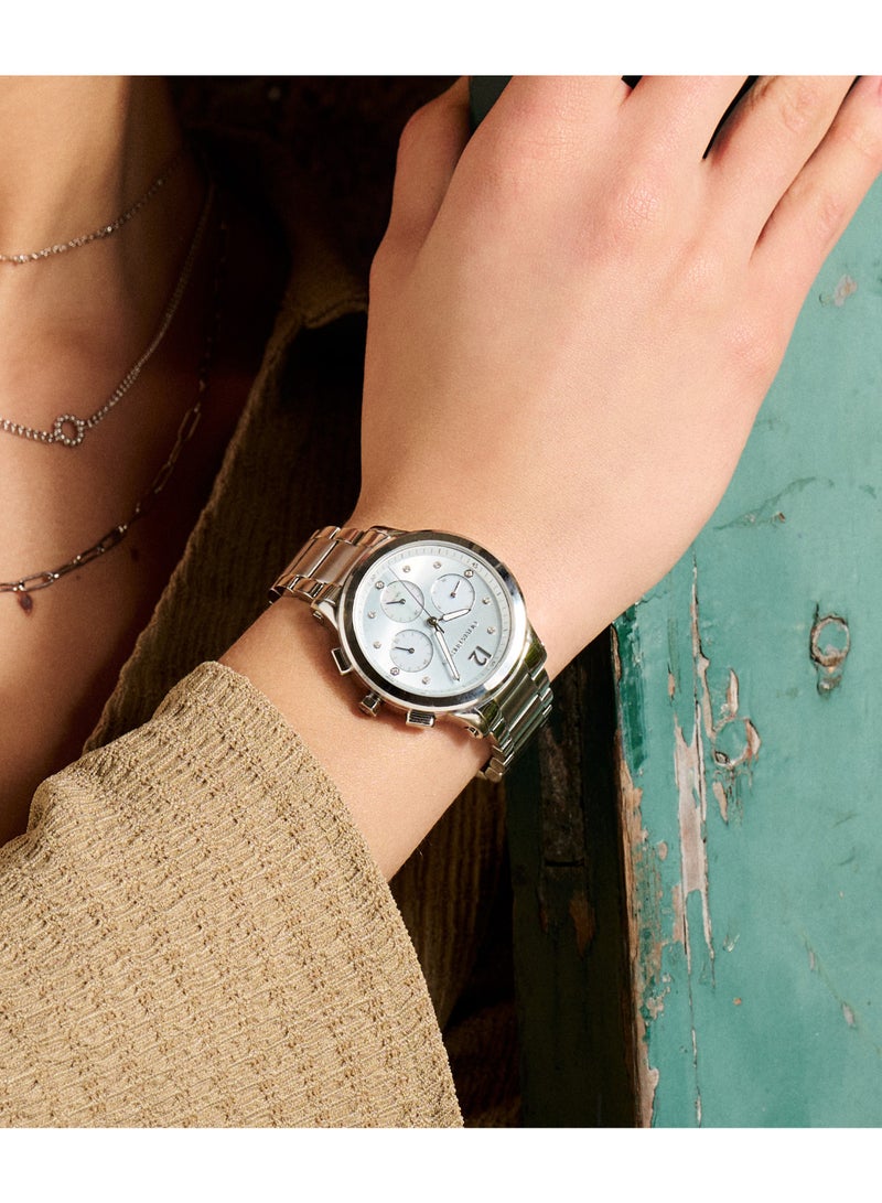 OLIVIA BURTON ROUND ANALOG WOMEN'S BLUE MOTHER OF PEARL & STONE CASE WATCH - 24000065 - Image 3