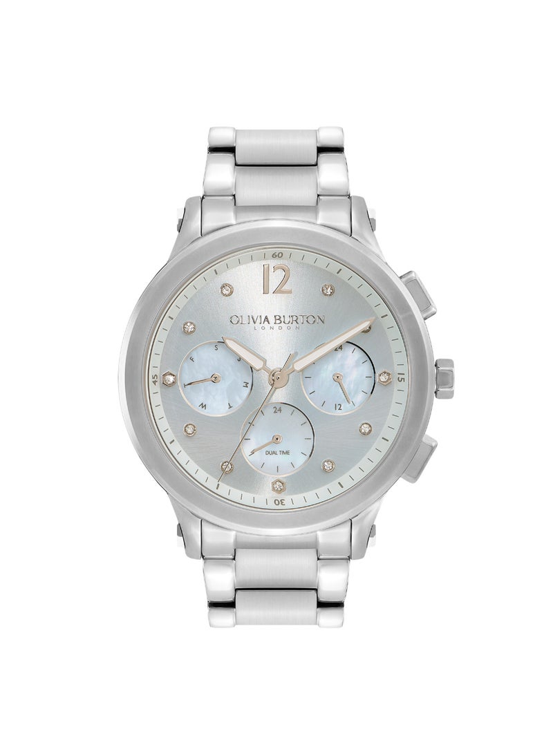 OLIVIA BURTON ROUND ANALOG WOMEN'S BLUE MOTHER OF PEARL & STONE CASE WATCH - 24000065 - Image 1
