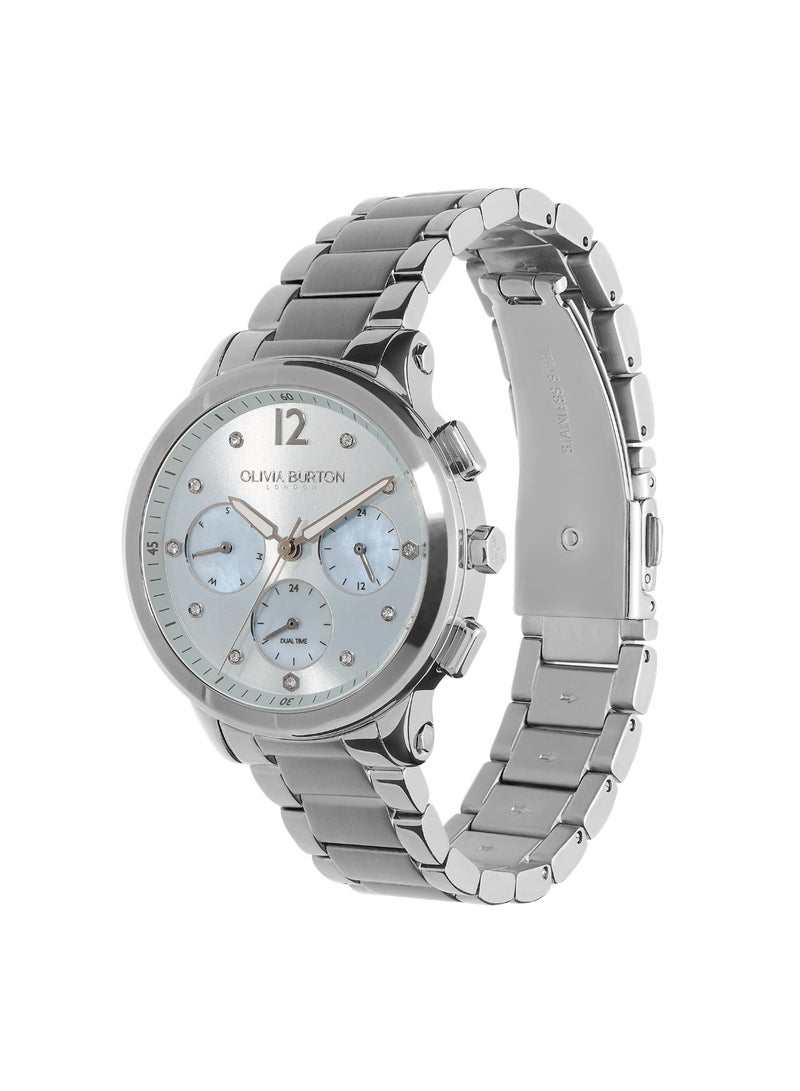 OLIVIA BURTON ROUND ANALOG WOMEN'S BLUE MOTHER OF PEARL & STONE CASE WATCH - 24000065 - Image 2