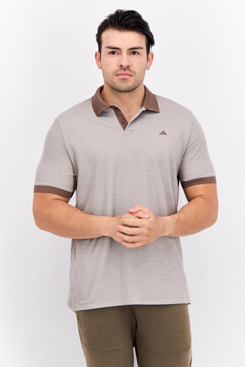 Adidas Men Sportswear Fit Short Sleeves Golf Polo Shirt, Brown  - Image 1