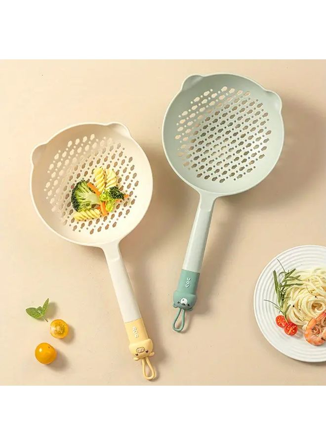 Yellow Long Handle Slotted Spoon Heat Resistant Strainer For Frying Hot Pot Pasta Cooking - Image 2