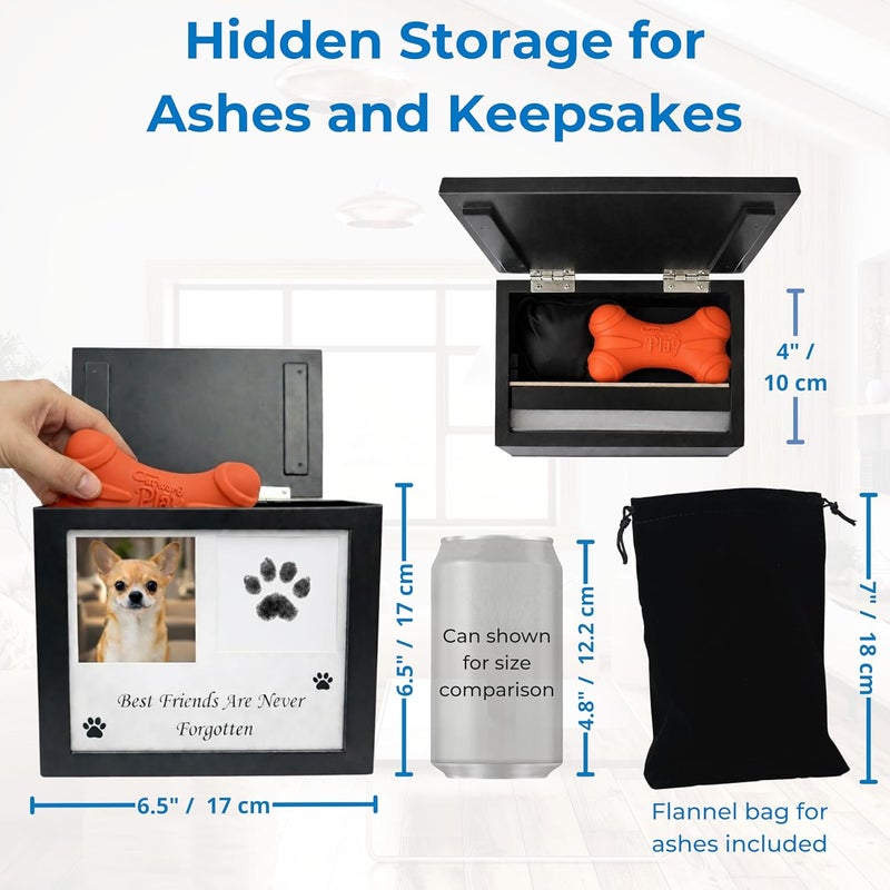 OtterPets Large Dog Urn for Ashes, 4 Customizable Displays with Paw Print Ink Kit, 8.5x8.5x5.8 Pet Urn for Dog Ashes, Pet Cremation Box, Cat Urn for Ashes, Dog Ashes Keepsake (Black Small) - Image 4