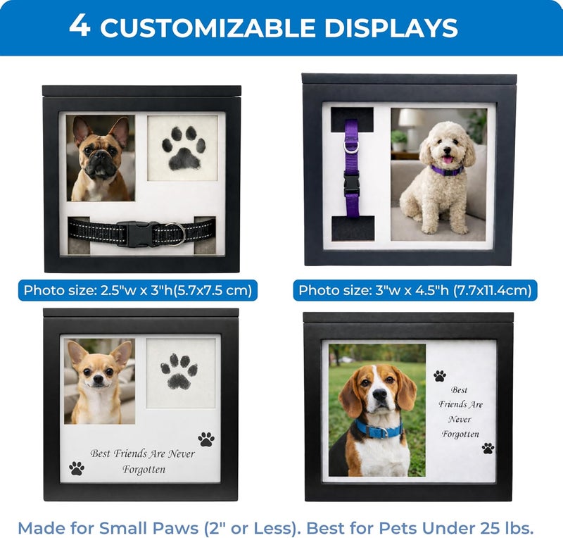 OtterPets Large Dog Urn for Ashes, 4 Customizable Displays with Paw Print Ink Kit, 8.5x8.5x5.8 Pet Urn for Dog Ashes, Pet Cremation Box, Cat Urn for Ashes, Dog Ashes Keepsake (Black Small) - Image 3