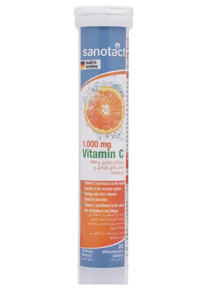 Sanotact Vitamin C 1000 mg 20 Orange Effervescent Tablets