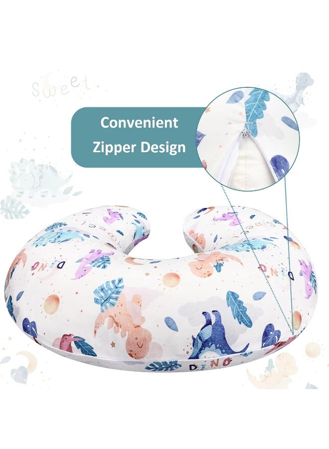 DILIMI Nursing Pillow Cover Stretchy Removable Case for Breastfeeding Pillows, Ultra Soft Comfortable Slipcover for Baby Girl and Boy, Watercolor Dinosaur and Leaves - Image 3