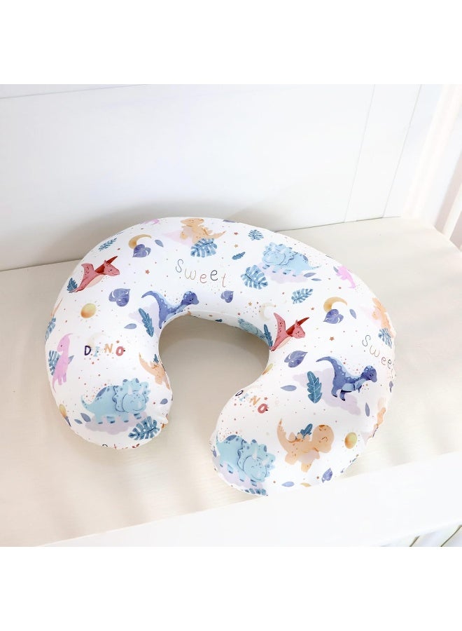 DILIMI Nursing Pillow Cover Stretchy Removable Case for Breastfeeding Pillows, Ultra Soft Comfortable Slipcover for Baby Girl and Boy, Watercolor Dinosaur and Leaves - Image 4
