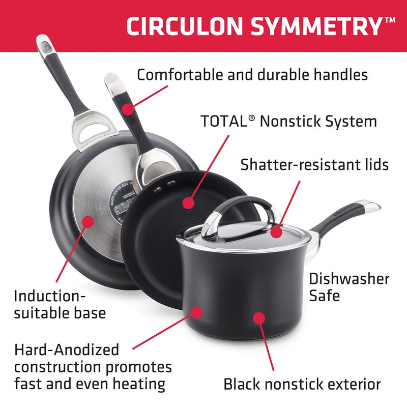 Circulon Symmetry Hard Anodized Nonstick Frying Pan Set / Skillet Set - 10 Inch and 12 Inch, Black - Image 5