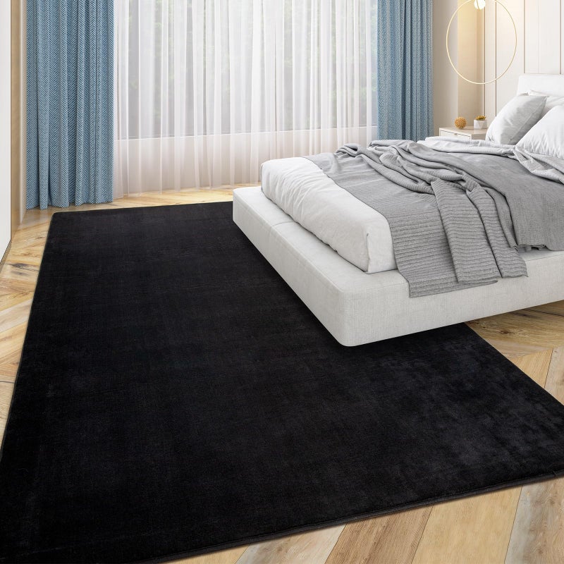 Przemy Washable Area Rug for Living Room Bedroom, 6x9 Feet Black Memory Foam Rug, Super Soft Modern Indoor Carpet for Kids Room Girls Boys Dorm Nursery Decor Mat - Image 3