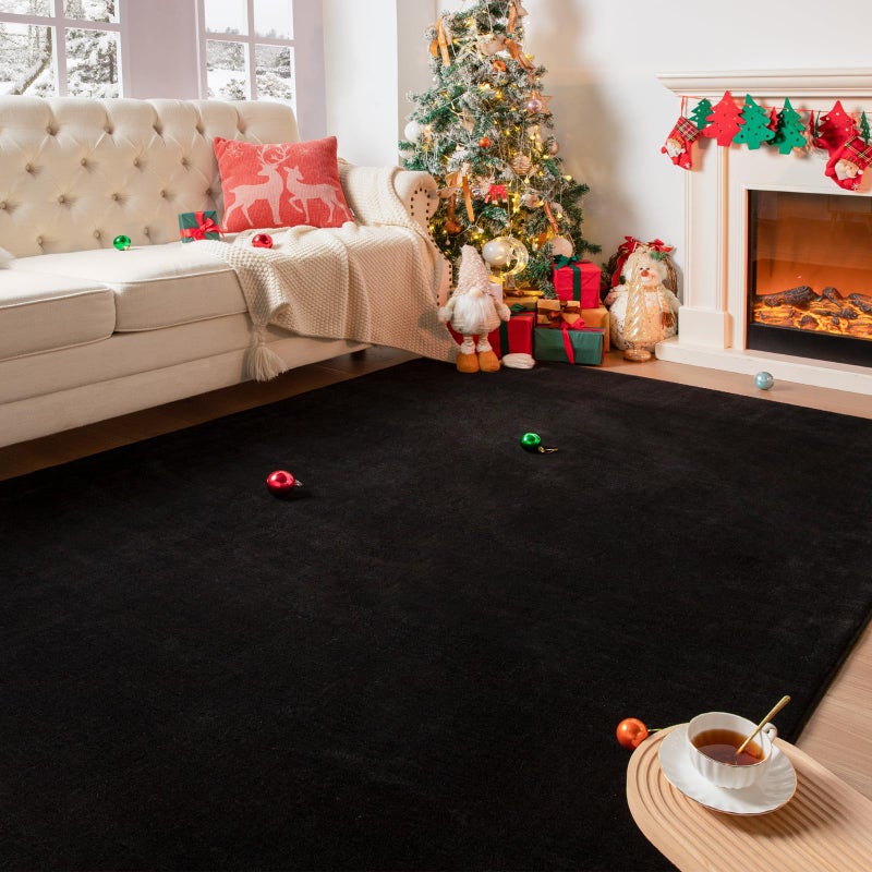 Przemy Washable Area Rug for Living Room Bedroom, 6x9 Feet Black Memory Foam Rug, Super Soft Modern Indoor Carpet for Kids Room Girls Boys Dorm Nursery Decor Mat - Image 2