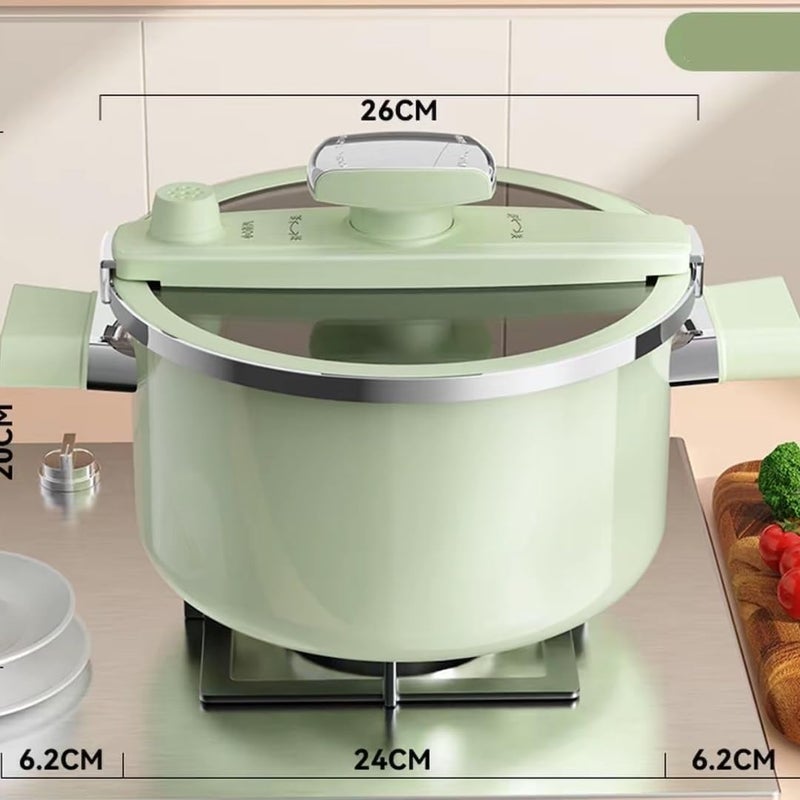 XVersion Upgraded 7L Stovetop Pressure Cooker, 26cm Enamel Soup Pot with Large Capacity for Soup, Stew and Boiling, Compatible with Gas and Induction, Mint Green - Image 4