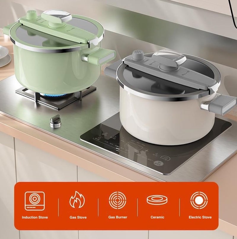 XVersion Upgraded 7L Stovetop Pressure Cooker, 26cm Enamel Soup Pot with Large Capacity for Soup, Stew and Boiling, Compatible with Gas and Induction, Mint Green - Image 3