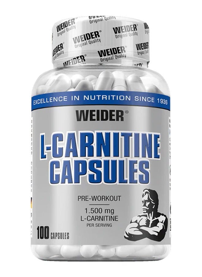 Weider - L-Carnitine – 100 Capsules – Fat Metabolism & Energy Booster for Weight Management - Image 1