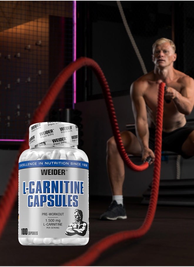 Weider - L-Carnitine – 100 Capsules – Fat Metabolism & Energy Booster for Weight Management - Image 1