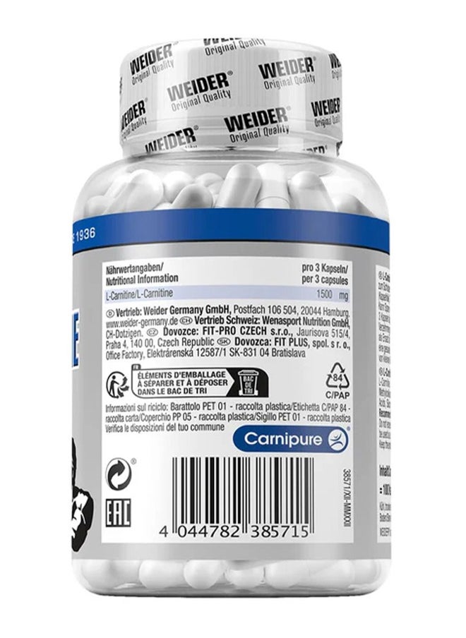 Weider - L-Carnitine – 100 Capsules – Fat Metabolism & Energy Booster for Weight Management - Image 1