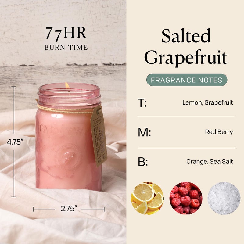 Paddywax Scented Candles Relish Collection Soy Wax Artisan Candle in Glass Jar with Lid, 9.5-Ounce, Salted Grapefruit - Image 3