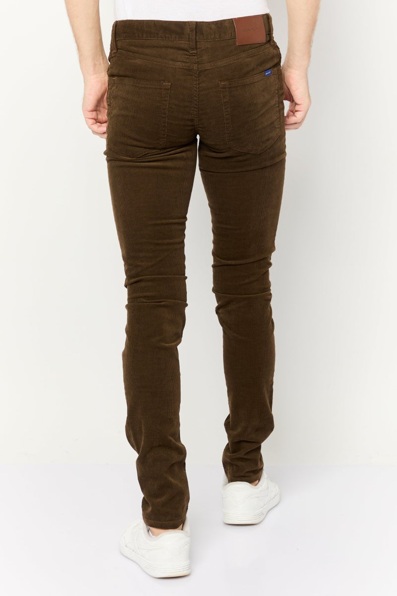 GANT Men Hayes Slim Fit  Mid Rise Corduroy Pants, Dark Brown - Image 4