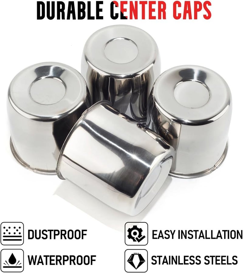 RTRHINOTUNING 4PCS 108mm Push Through Wheel Center Caps Chrome Rim Center Caps for 4.25" Truck Trailer RV SUV Wheels Center Bores - Image 4