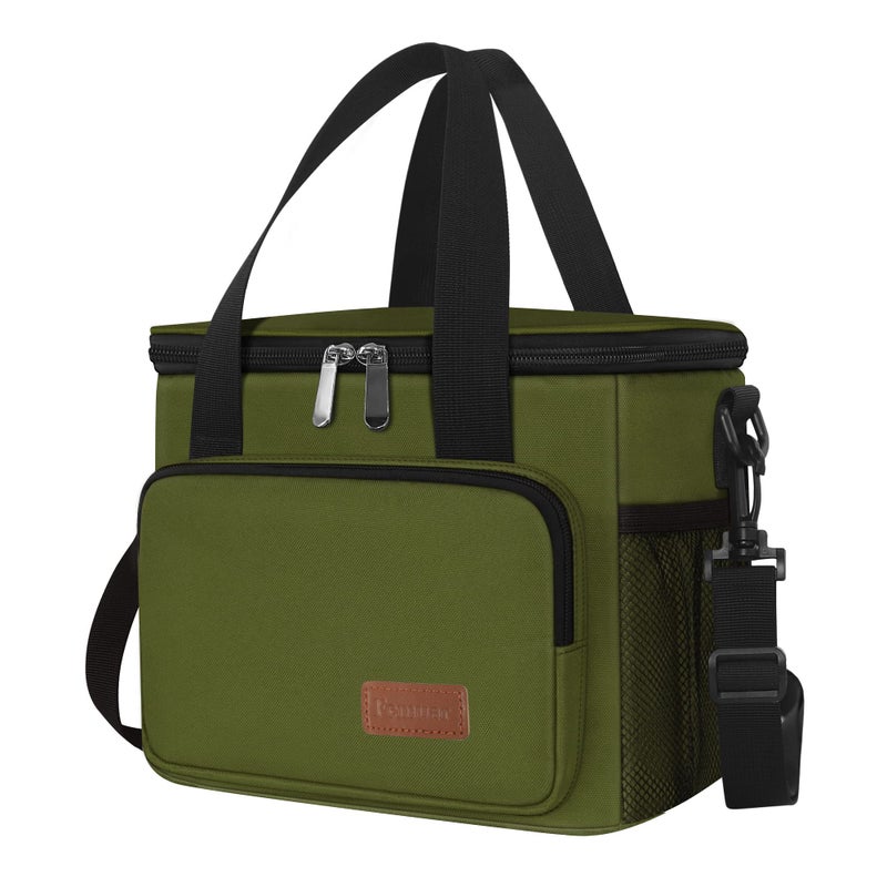 Femuar Lunch Bags for Women/Men, Insulated Lunch Bag for Work Office Picnic - Large Lunch Cooler Bag Leakproof Lunch Box with Adjustable Shoulder Strap for Adults - Army Green - Image 1