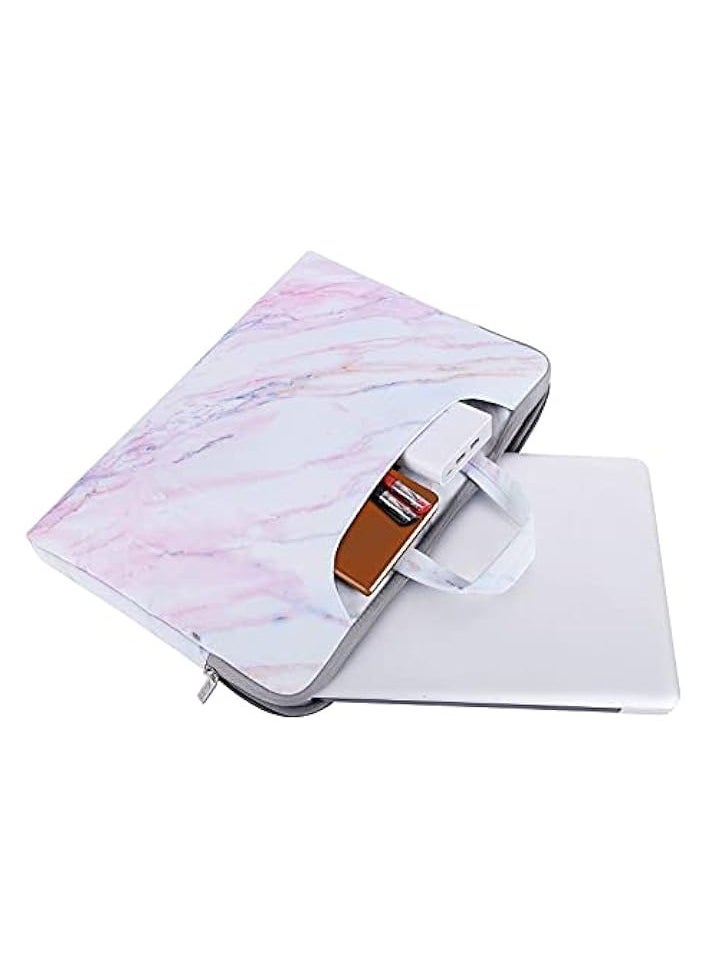 Mosiso Laptop Shoulder Bag Compatible with MacBook Air/Pro,13-13.3 inch Notebook,Compatible with MacBook Pro 14 inch 2022 2021 M1 Pro/Max A2442, Canvas Marble Briefcase Sleeve Case Cover, Pink  - Image 2