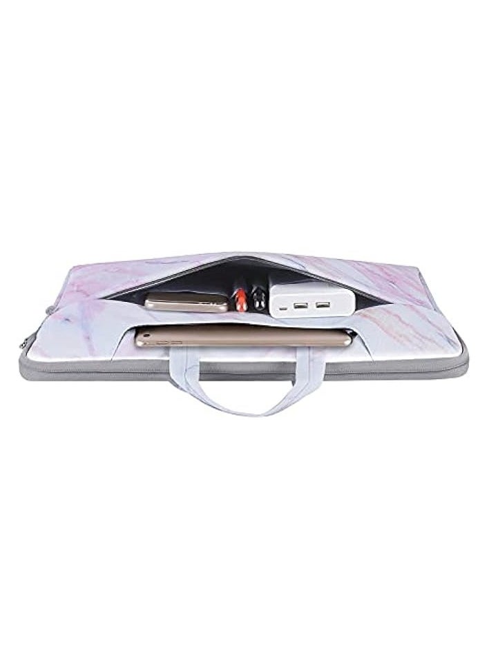 Mosiso Laptop Shoulder Bag Compatible with MacBook Air/Pro,13-13.3 inch Notebook,Compatible with MacBook Pro 14 inch 2022 2021 M1 Pro/Max A2442, Canvas Marble Briefcase Sleeve Case Cover, Pink  - Image 4