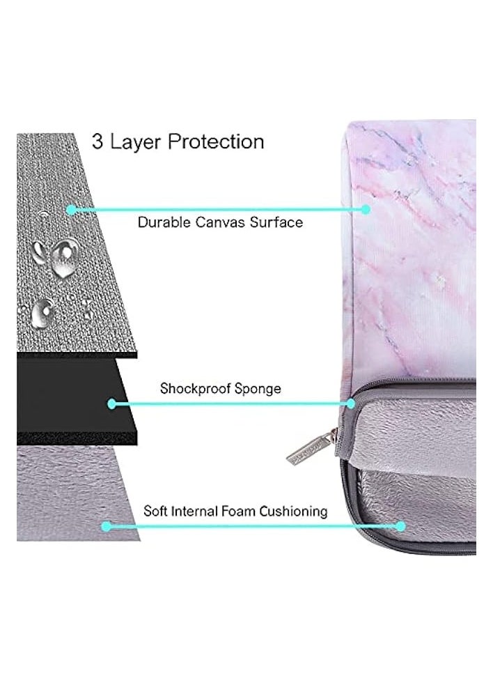 Mosiso Laptop Shoulder Bag Compatible with MacBook Air/Pro,13-13.3 inch Notebook,Compatible with MacBook Pro 14 inch 2022 2021 M1 Pro/Max A2442, Canvas Marble Briefcase Sleeve Case Cover, Pink  - Image 3