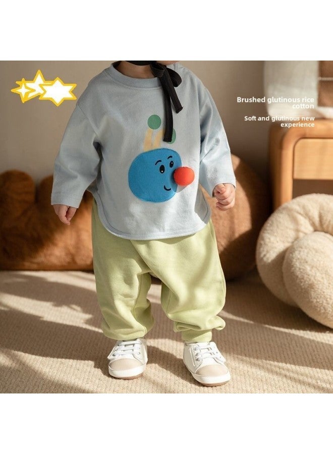 Generic Baby Spring And Autumn Pants Cotton Men And Women Baby Big PP Pants Soft Children's Fart Pants Outside Wear Baby Cute Card.-Color:Fruit Green (spring And Autumn)-Size:90 - Image 4