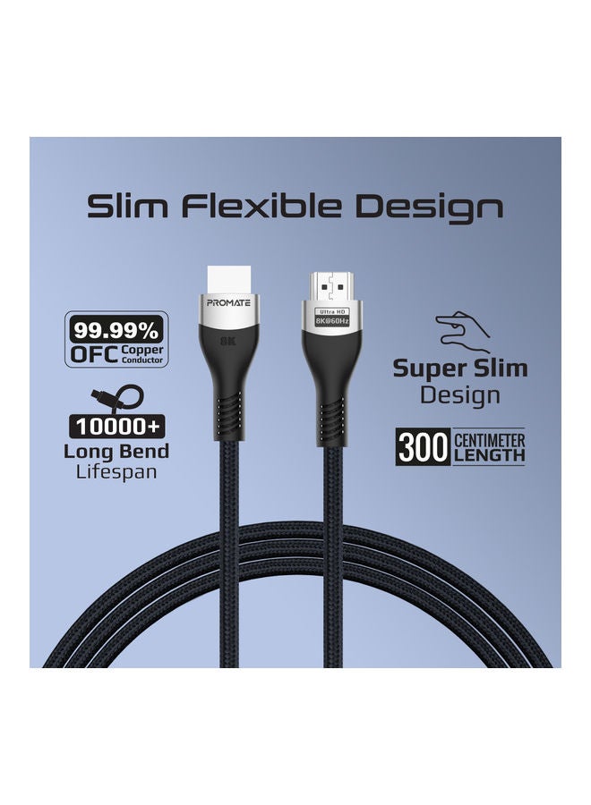بروميت كابل HDMI 2.1، كابل HDMI نحيف 3 متر إلى HDMI مع عرض نطاق ترددي 48 جيجابت في الثانية، دقة 8K@60 هرتز، سلك UHD Dynamic HDR eARC لجهاز MacBook Pro، PS5، TV، Xbox، Roku، UHD TV، جهاز عرض Blu-ray، PrimeLink8K-300 - Image 5