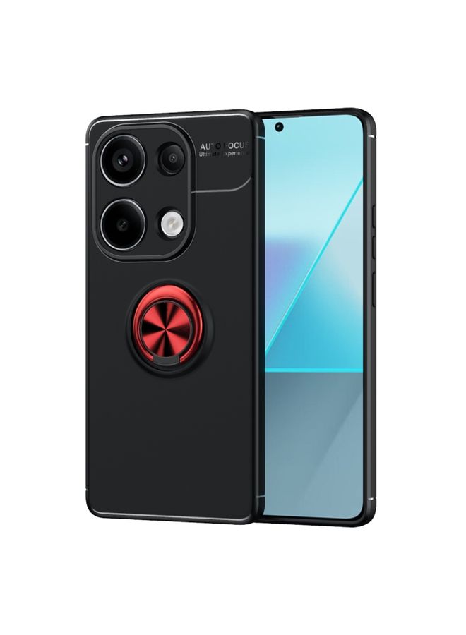 Case Cover For Xiaomi Redmi Note 13 Pro 4G Metal Ring Holder TPU Phone Case Black+Red
