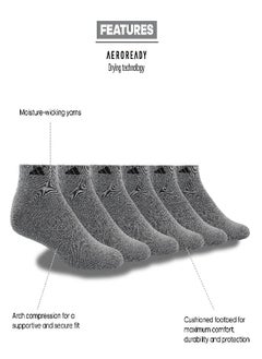 Adidas Men'S Athletic Cushioned Low Cut Socks With Arch Compression For A Secure Fit (6-Pair), Heather Grey/Black, X-Large  - Image 2
