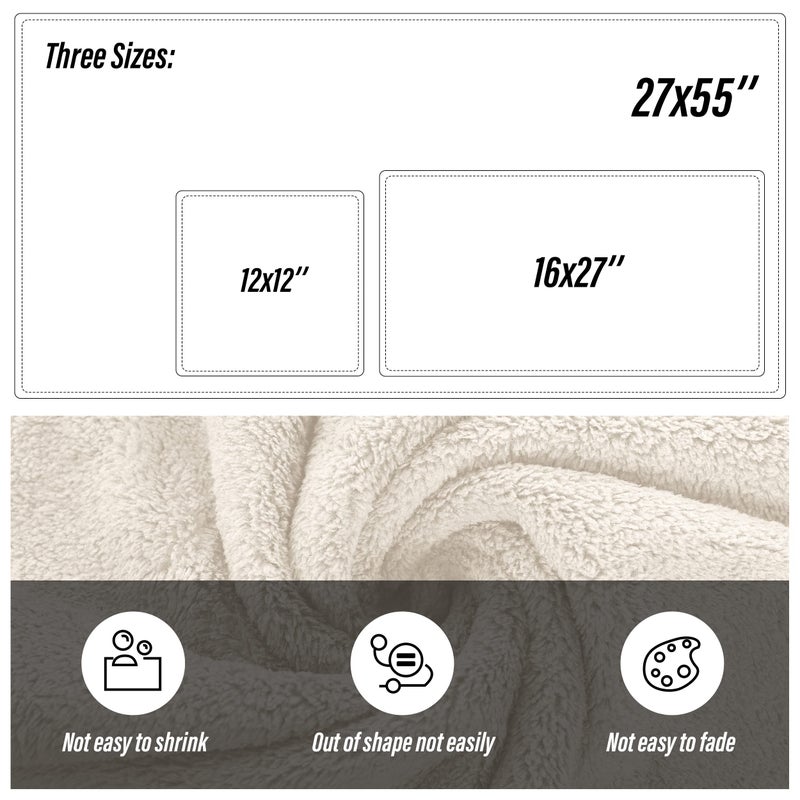 MOONQUEEN Ultra Soft Towel Set-Quick Drying - 2 Bath Towels 2 Hand Towels 2 Washcloths-Microfiber Coral Velvet Highly Absorbent Towel for Bath Fitness,Bathroom,Sports,Yoga, Travel(Cream, 6 Pcs) - Image 2
