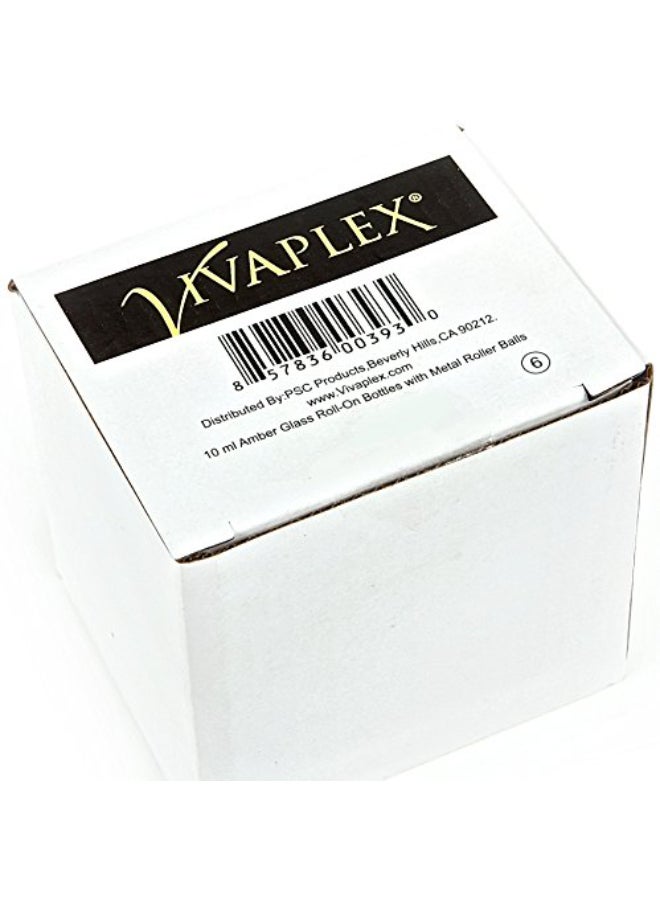 Vivaplex زجاجات رول أون 6 أمبر 10 مل من فيفابلكس مع كرات رولر من الفولاذ المقاوم للصدأ مع قطارة 5 مل مرفقة - Image 3