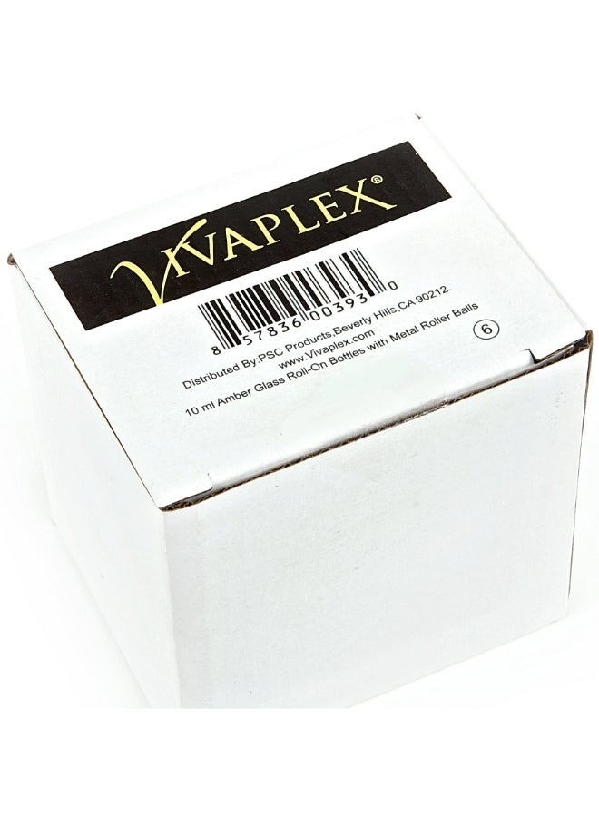 Vivaplex زجاجات رول أون 6 أمبر 10 مل من فيفابلكس مع كرات رولر من الفولاذ المقاوم للصدأ مع قطارة 5 مل مرفقة - Image 4