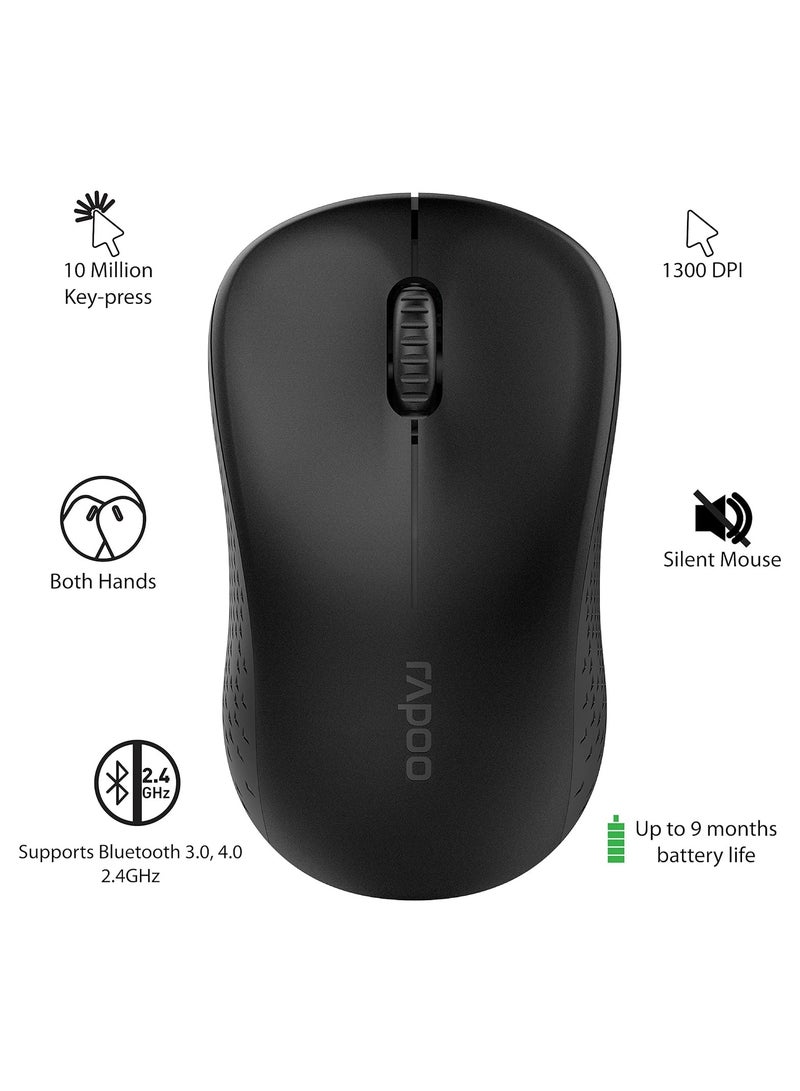 Rapoo M160 Multi Mode Silent Bluetooth Black Mouse - Image 2