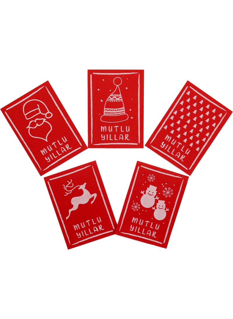 Repro Design 10X14 cm New Year Themed 5 Pieces Greeting Card Model-8 Happy New Year  - Image 2