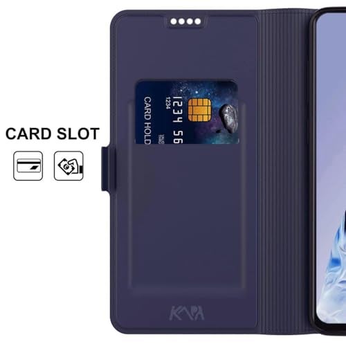 Kapa Noble Slim Magnetic Leather Flip Case Cover for Apple iPhone 16E | Card Holder Stand Flip Wallet Case (Blue) - Image 4