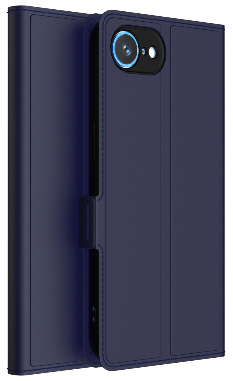 Kapa Noble Slim Magnetic Leather Flip Case Cover for Apple iPhone 16E | Card Holder Stand Flip Wallet Case (Blue) - Image 1