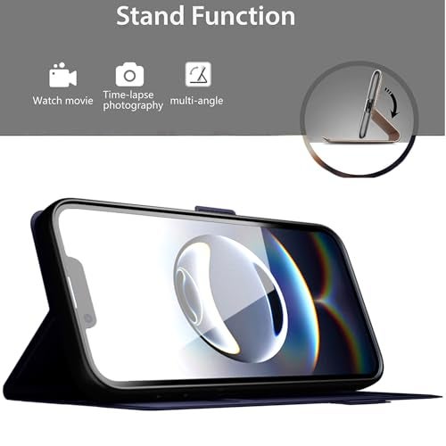 Kapa Noble Slim Magnetic Leather Flip Case Cover for Apple iPhone 16E | Card Holder Stand Flip Wallet Case (Blue) - Image 3